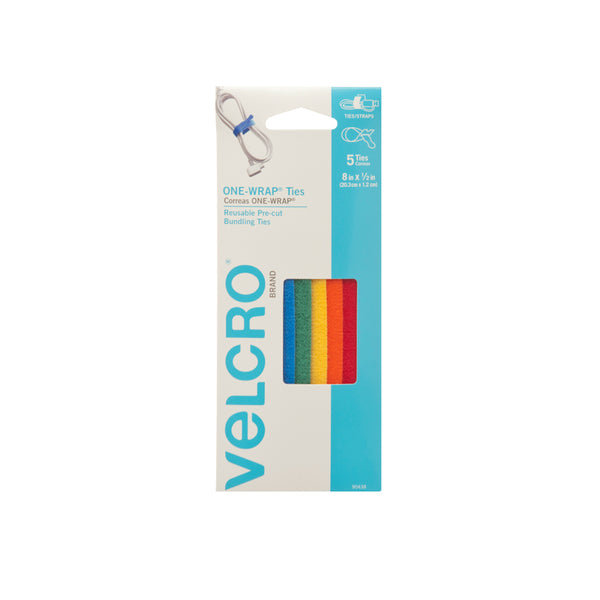 Velcro ONE-WRAP Ties 8 x 1/2 นิ้ว คละสิ 5 ชิ้น
